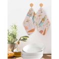 thumbnail image 2 of Spring Easter Kitchen Dish Towels for Drying Dishes Set of 2, Bunny Carrots Eggs Floral Botanical Pink Waffle Weave Microfiber Hand Tea Bathroom Towels Quick Dry & Absorbent Towel 12x12, 2 of 7