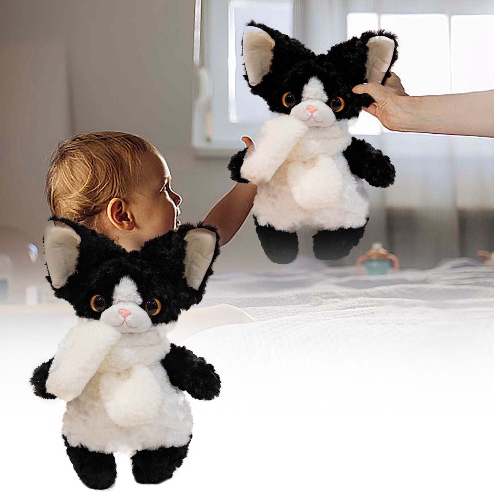 Musatteng Ultra-Soft Cat Plush Toy - Interactive Stuffed Animal with Purr Sounds & Weighted Paws for Kids 3+ & Adults, Hypoallergenic Machine-Washable Design