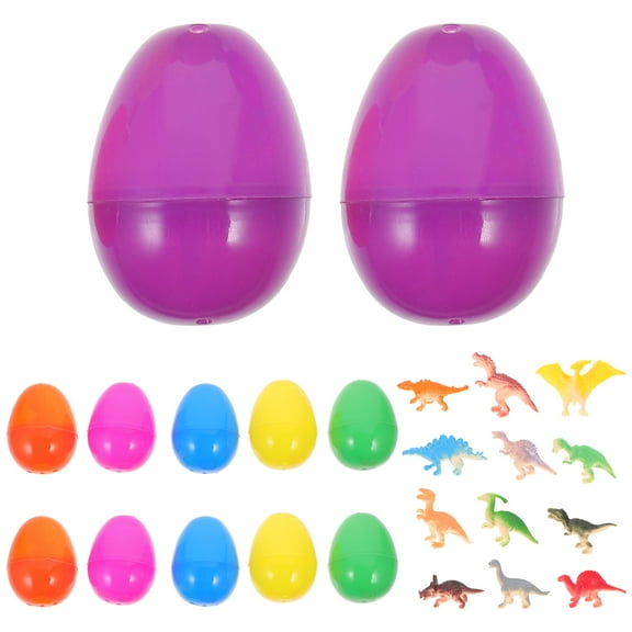 KALLORY 12-Piece Assorted Color Plastic Dinosaur Eggs Surprise Toys for Easter Celebration and Kids Party Favors