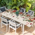 thumbnail image 2 of Christmas Poinsettia Table Cloths for 8 Foot Rectangle Tables, Xmas Ball Pine Cone Berry Winter Bird Patio Waterproof Elastic Fitted Tablecloths, Washable Rectangular Table Cover for Camping, 2 of 8