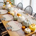 thumbnail image 3 of Fall Round Placemats Set of 4 Rabbit Pumpkin Place Mats Thanksgiving Woven Placemat Pink Floral Leaves Linen Circle Braided Table Mat for Kitchen Dining Table Autumn Party Home Decor 15 Inch, 3 of 9