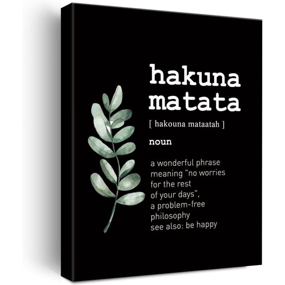Canvas Wall Art Inspirational Hakuna Matata Word Definition Canvas Print Painting Home Wall Decor Framed Funny Gift 12 x 15 Inches