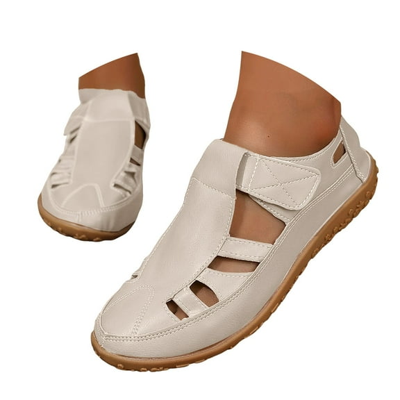 IUJSOY Sandals for Women 2025 Comfortable Walking Shoes Closed Toe Hollow out Flats Summer Shoes