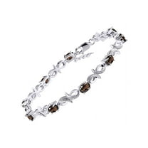 RYLOS Bracelets for Women 925 Sterling Silver Infinity Tennis Bracelet Gemstone & Diamonds Adjustable to Fit 7"-8" Wrist, 9 Gorgeous 6X4MM Smoky Quartz Jewelry for Women Friendship Bracelets