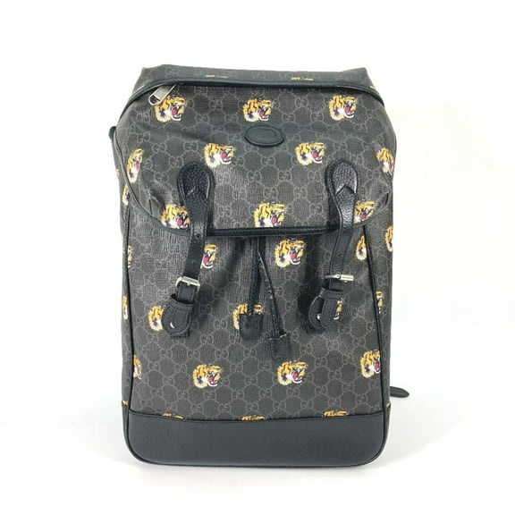Pre-Owned GUCCI 696013 Interlocking G Medium Tiger Backpack in GG Supreme Canvas,...