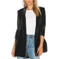 thumbnail image 2 of Sunloudy Women Spring Fall Casual Velvet Blazer, Solid Color Open Front Long Sleeve Lapel Suit Jacket, 2 of 6