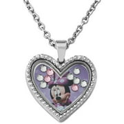 Disney Girls' Minnie Mouse Heart Shaker Pendant Necklace, 16" + 2" Adjustable Chain