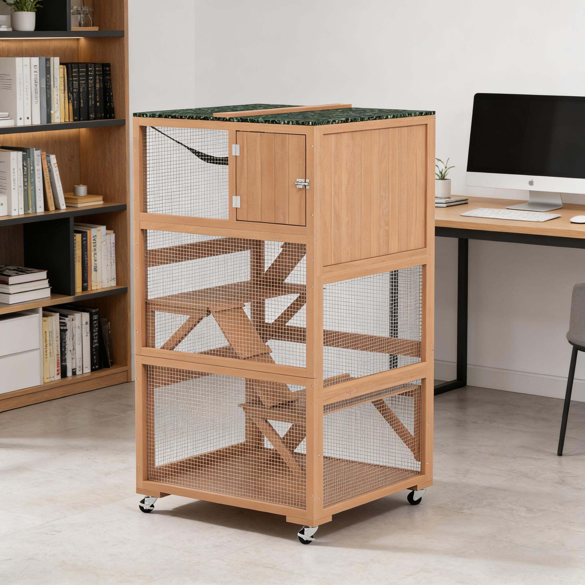 Dog Crate, Wooden Outdoor Cat Enclosure House,Pet House, Green,Orange Pet Playpen,Wood Chicken Coop, Pet Supplies Pens & Hutches