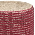 thumbnail image 2 of Simpli Home Larissa Boho Round Braided Pouf in Natural and Maroon Jute, 2 of 5