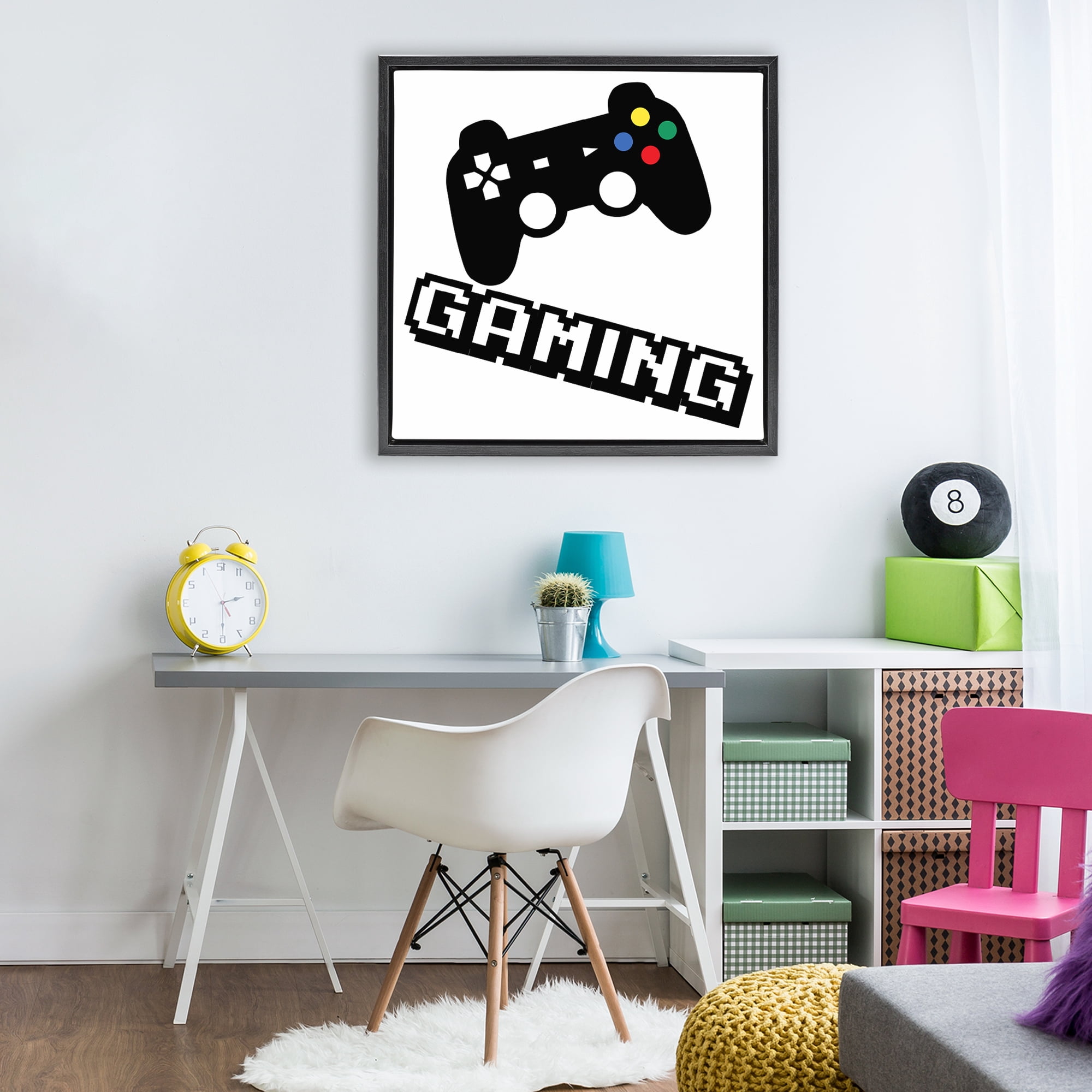 Stupell Industries Playful Pixel Gaming Black Framed Floater Canvas Wall Art, design by Marcus Prime