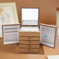 thumbnail image 4 of Jewelry Boxes for Women Vintage Wooden Jewelry Box with Mirror 5 Tier Jewellery Organizer Box with 4 Drawers Rustic Wooden Jewelry Boxes & Organizers for Necklaces Earrings Rings Bracelets (wooden), 4 of 9