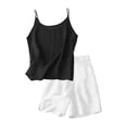 thumbnail image 4 of EnJoCho Teen Girls 2 Piece Cotton Linen Outfit Summer Casual Trendy Sets Sleeveless Cam𝗂 Tank Tops Loose Wide Leg Flowy Palazz𝗈 Shorts Girls Shirt And Shorts Set, 4 of 4