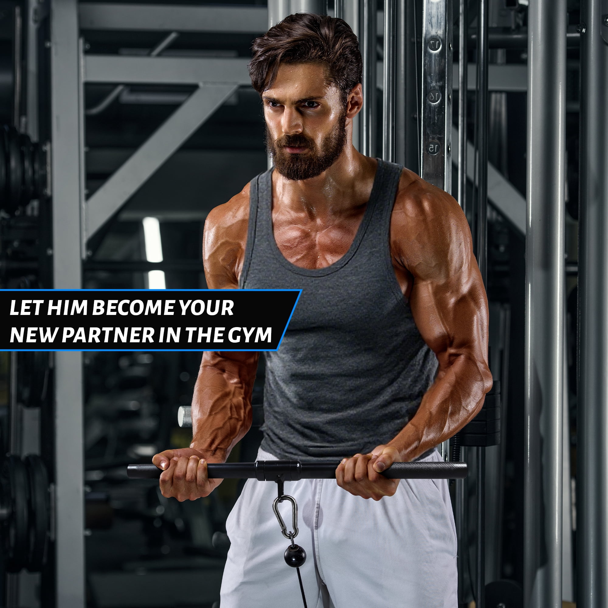 BalanceFrom Tricep Press Down Cable Attachment Set – Heavy Duty LAT Pulldown Accessories with V Handle, Rotating Bar, Tricep Rope, V-Shaped Bar for Home Gym