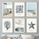 thumbnail image 2 of Cabaña de playa, puente, caña, estrella de mar, caracol, coral, océano, arte de pared, pintura en lienzo, carteles e impresiones, imágenes de pared para decoración de sala de estar, 2 of 5