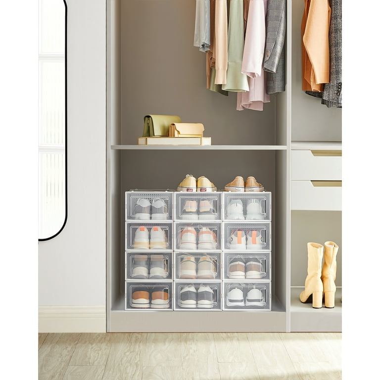 SONGMICS Clear Plastic Shoe Boxes, Stackable Storage