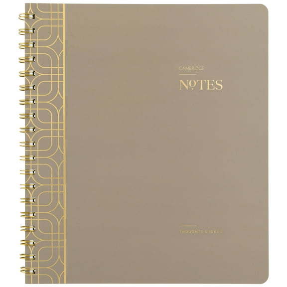 Cambridge Workstyle Notebook, 8" x 10", Timeless Taupe, Medium, Spiral, 80 Sheets