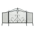 thumbnail image 6 of Lisonu Onyx 3-Panel Iron Fireplace Screen 54" x 31.5" - Arch-Top Black Powder-Coated Finish with Fleur-de-Lis Scrollwork, Folding Mesh Spark Guard for Wood & Electric, 6 of 11