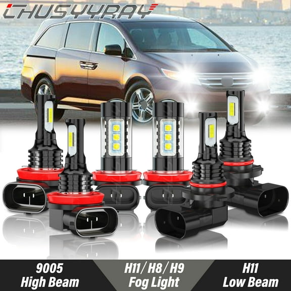 For Honda Odyssey 2011 2012-2020 - LED Headlight High Low Bema   Fog Light Bulbs Kit 6000K White 6x