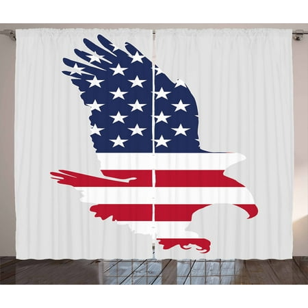 Eagle Curtains 2 Panels Set Stars And Stripes On A Bald Eagle