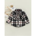 thumbnail image 2 of Toddler Baby Boy Girl Flannel Plaid Shirt Jacket Button Down Shacket Infant Kid Long Sleeve Coat Top Fall Clothes, 2 of 8