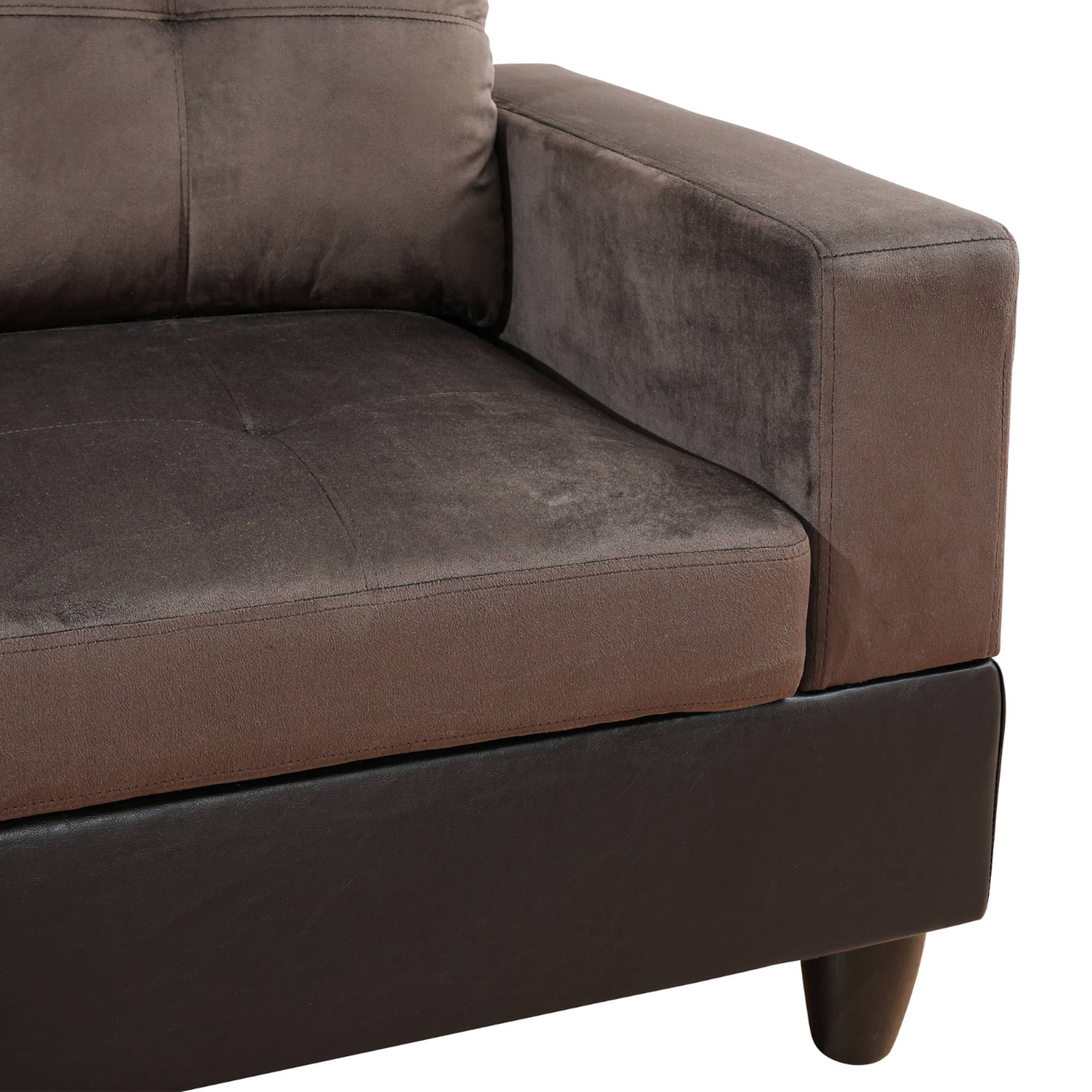 Modular Sectional Couch 3 Pieces Sofa Set with Chaise Flannel PVC L Shaped Cloud Couch for Living Room, Brown