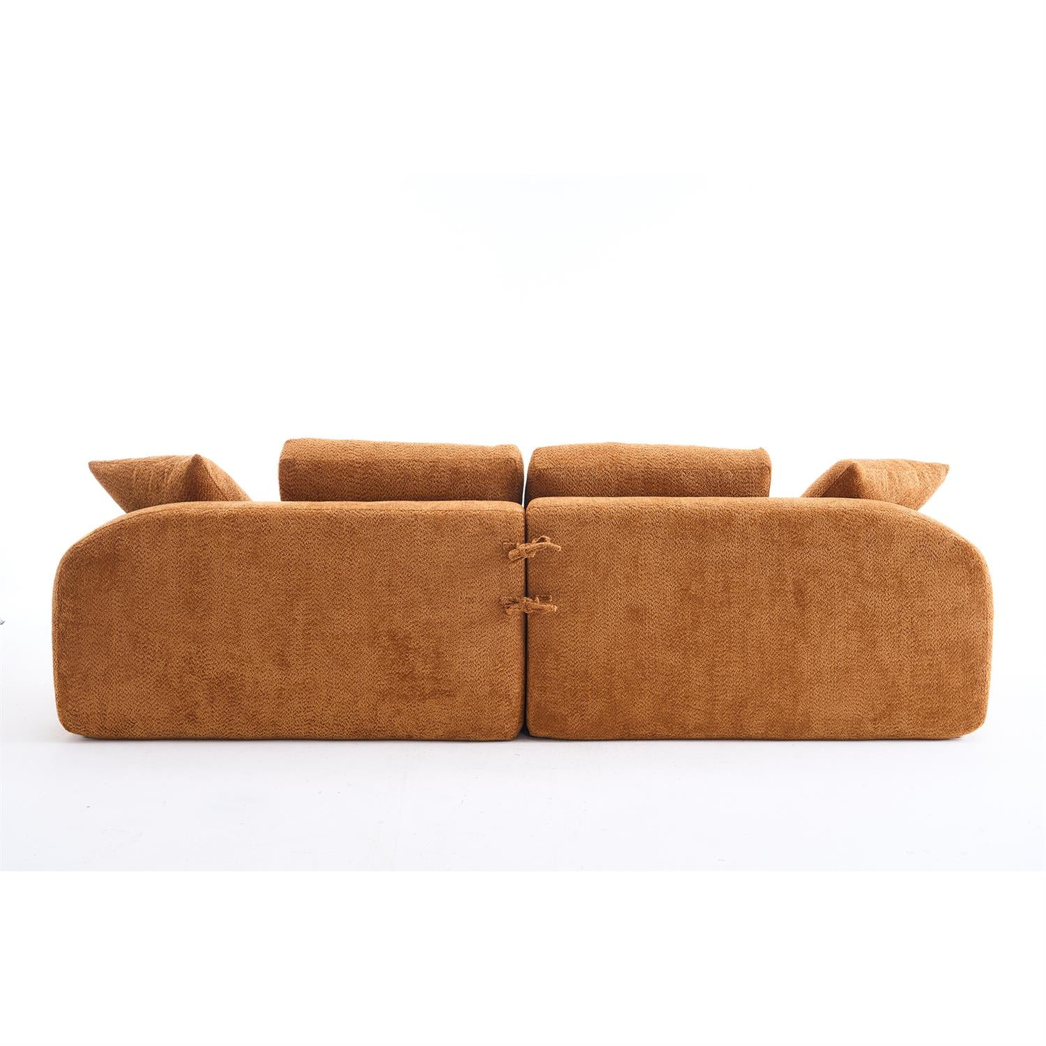 Demi Bonn 103" 4-Seater Crochet Yarn Fabric Sofa with Full Sponge for Living Room, 4 Pillows for Living Room, Office, Modern Couch Furniture, Orange