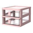 thumbnail image 1 of Caja de almacenamiento de plástico con cajón, organizador de escritorio, transparente, multicapa, con asas de conejo, suministros de oficina, 1 of 8