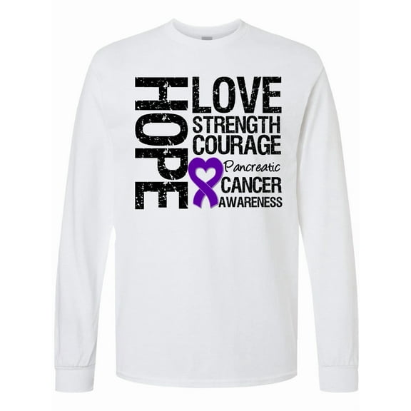 Inktastic Pancreatic Cancer Hope Love Strength Long Sleeve T-Shirt