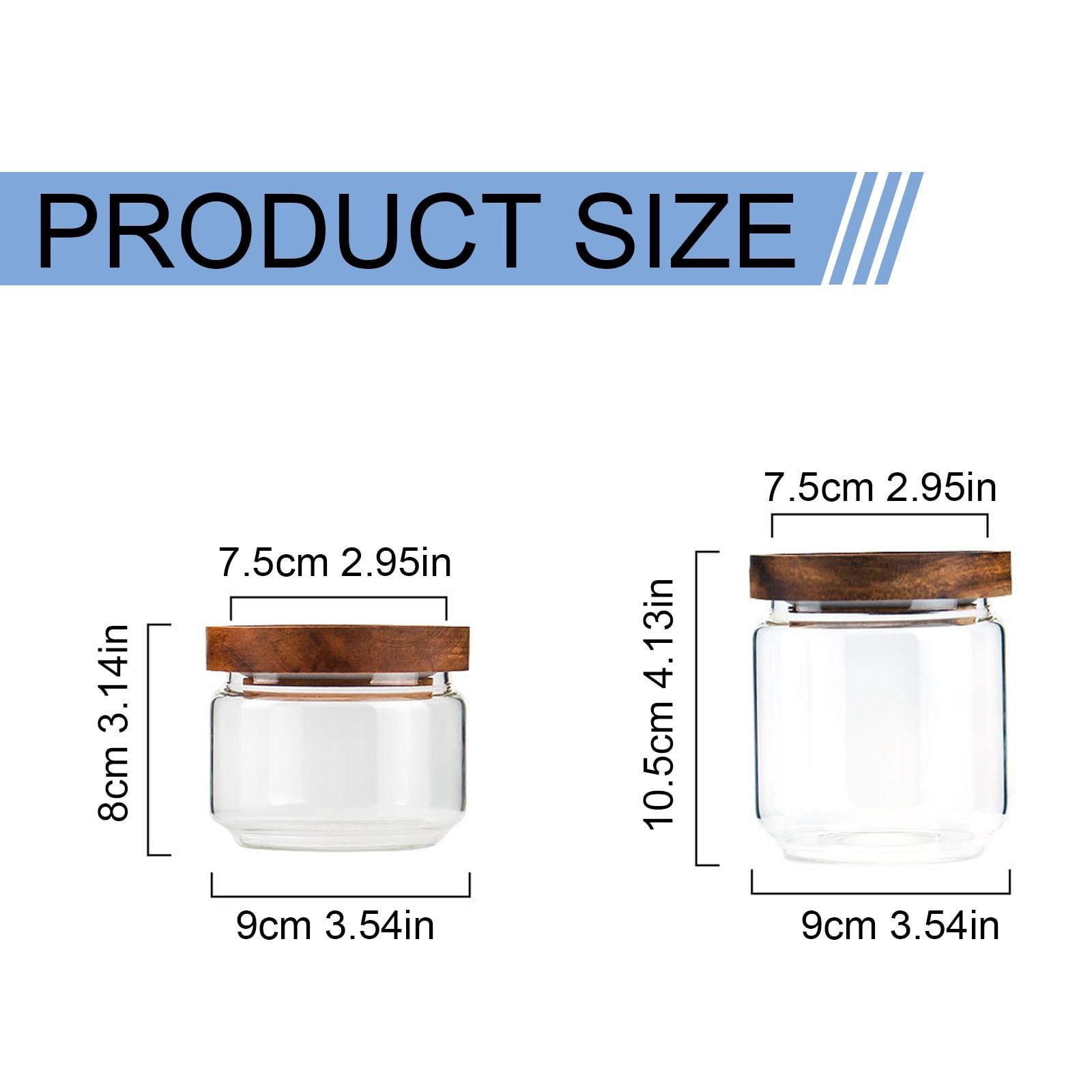 MOQIN Airtight Glass Food Storage Jars, Clear Glass Food Storage Container with Sealing Wooden Lid, Stackable Spice Jar, Round Kitchen Canister for Sugar, Tea, Coffee bean, Pasta, Oat