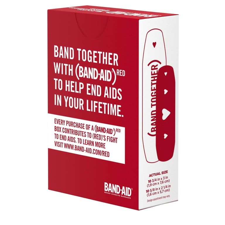 Band-Aid Brand (Red) Adhesive Bandages, Assorted Sizes, 20 ct