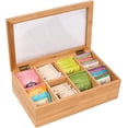 thumbnail image 4 of Trademark Innovations BAMB-TEABOX 12" Bamboo 8-Section Tea Storage Box with Hinged Clear Lid, Tan, 4 of 5