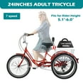 thumbnail image 2 of Lilypelle Adult Tricycle 24" Wheels Low Stepover Frame Bike, 7-Speed Shimano Derailleur Trike, 3 Wheels Bike with Basket, Wine red, 2 of 14