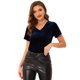 thumbnail image 1 of Camiseta casual de mujer Allegra K terciopelo Azul oscuro L, 1 of 4