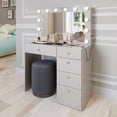 thumbnail image 3 of Ember Interiors Ghada Modern Gray Makeup Vanity Desk with Built-in Lights and USB Port for Bedroom, 3 of 8