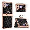 thumbnail image 1 of for Samsung Galaxy Z Flip 4 Case Kickstand-360° Rotate Ring Stand-Protective Diamond PU Leather Phone Case Shockproof Anti-Scratch Cover Compatible with Samsung Z Flip 4 5G 7.6", Black, 1 of 7