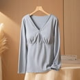 thumbnail image 2 of Hesxuno Women Long Sleeve T Shirts V Neck Wrap Cotton Tops Casual Built-In Bra Maternity Shirts Belly friendly Nursing Clothes Summer Spring Lounge Tee Shirts Blue XL, 2 of 6