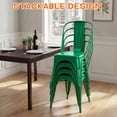 thumbnail image 4 of Lacoo Metal Dining Chair Indoor-Outdoor Use Stackable Classic Trattoria Chair Chic Dining Bistro Cafe Side Metal Chairs Set of 4 (Green), 4 of 7