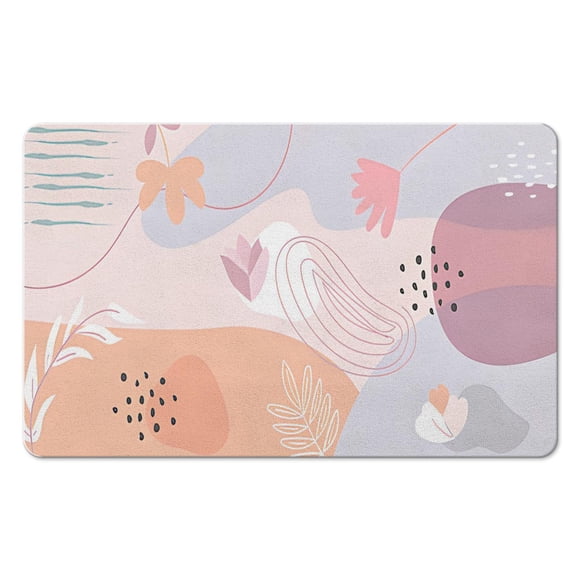 Tapis de Bain Esthétique à Motif de Plante Rose Abstraite, 20x32 Pouces, Antidérapant et Lavable pour Lavabo de Salle de Bain, Baignoire et Douche!