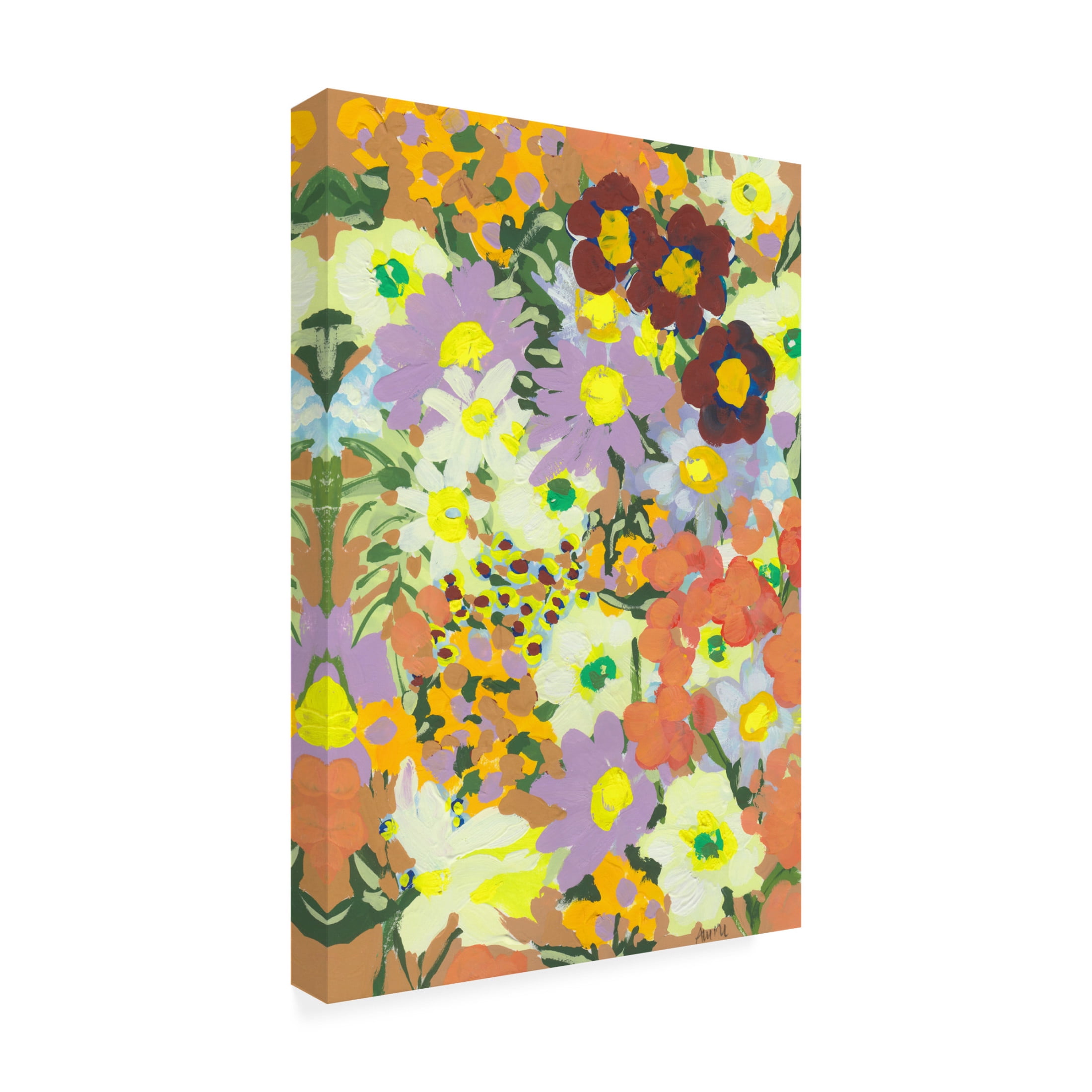 Trademark Fine Art Ania Zwara Violet daisies and orange marigold Canvas Wall Art