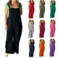 thumbnail image 1 of Eiyaclvo Womens Casual Overalls Sleeveless Adjustable Strap Wide Leg Rompers Lightweight Comfy Summer Beach Jumpsuits with Pockets, 1 of 7