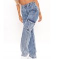thumbnail image 4 of Women's High Waisted Cargo Jeans Stretch Wide Leg Denim Pants Trendy Light Blue M, 4 of 6