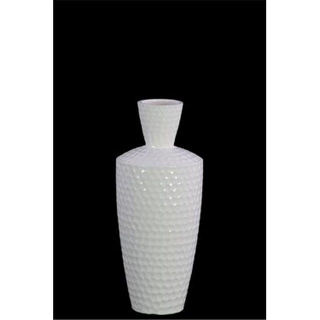Urban Trends Collection 14903 Ceramic Round Vase with Trumpet Neck, White - Small