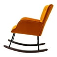 thumbnail image 5 of Rocking Chair, Modern Velvet Tufted Upholstered Rocking Chair with Metal Frame Nursery Glider Armchair with Solid Wood Legs Leisure Reading Rocker Chair Single Sofa for Living Room Bedroom, Orange, 5 of 7