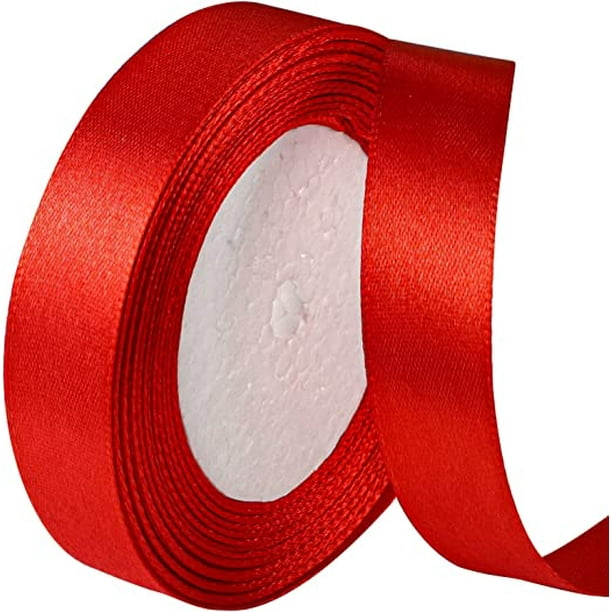 Cinta de satén roja, 2 cm x 22 m Cinta roja brillante Cinta fina Cintas de costura Cinta de satén para fiestas, Cinta de satén para envolver regalos para decoración Día de San Valentín Boda Cumpleaño TUNC Sencillez