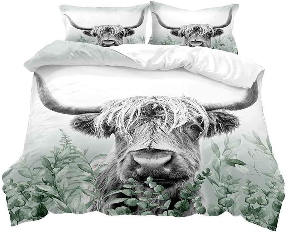LUVIVIHOME 2PCS Black and White Cow Print Bedding Twin Bedding Sets