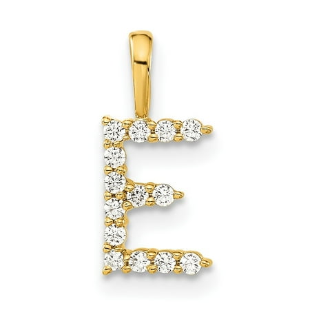 Diamond2Deal 14K Yellow Gold 1/8 carat Lab Grown Diamond VS/SI+ G+ Complete Letter E Initial Pendant