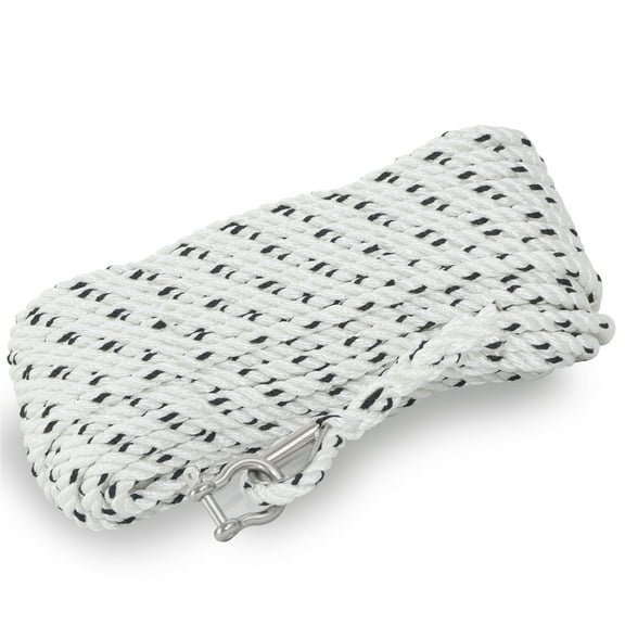 Five Oceans Anchor Line 1/2 inch x 100 ft - Anchor Rope Line - Marine Premium 3-Strand White Nylon - Stainless Steel Thimble and Schakle - Ideal for Mooring Anchoring Towing - FO4486-C100