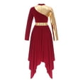 thumbnail image 2 of ZALDITA Women Praise Dance Dress Turtleneck Long Sleeve Worship Liturgical Lyrical Dancewear Burgundy L, 2 of 7