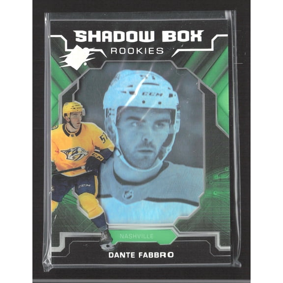 2020 Upper Deck SPx Shadow Box Rookies Dante Fabbro S-DF Nashville Predators Hockey Card