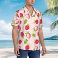 thumbnail image 5 of Daiia Hand Drawn Strawberry Hawaiian Shirt for Men Gentle Cotton Regular Short Sleeve Casual-Small, 5 of 9